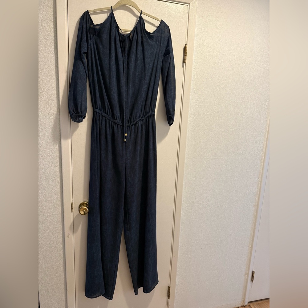 Michael Kors Navy Pantsuit, Jumpsuit, Romper. Cold shoulder. Size medium